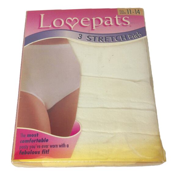 Vintage LovePats Stretch Nylon Brief Panties 3 Pair Sz 11-14 New Off-White READ - Picture 7 of 7